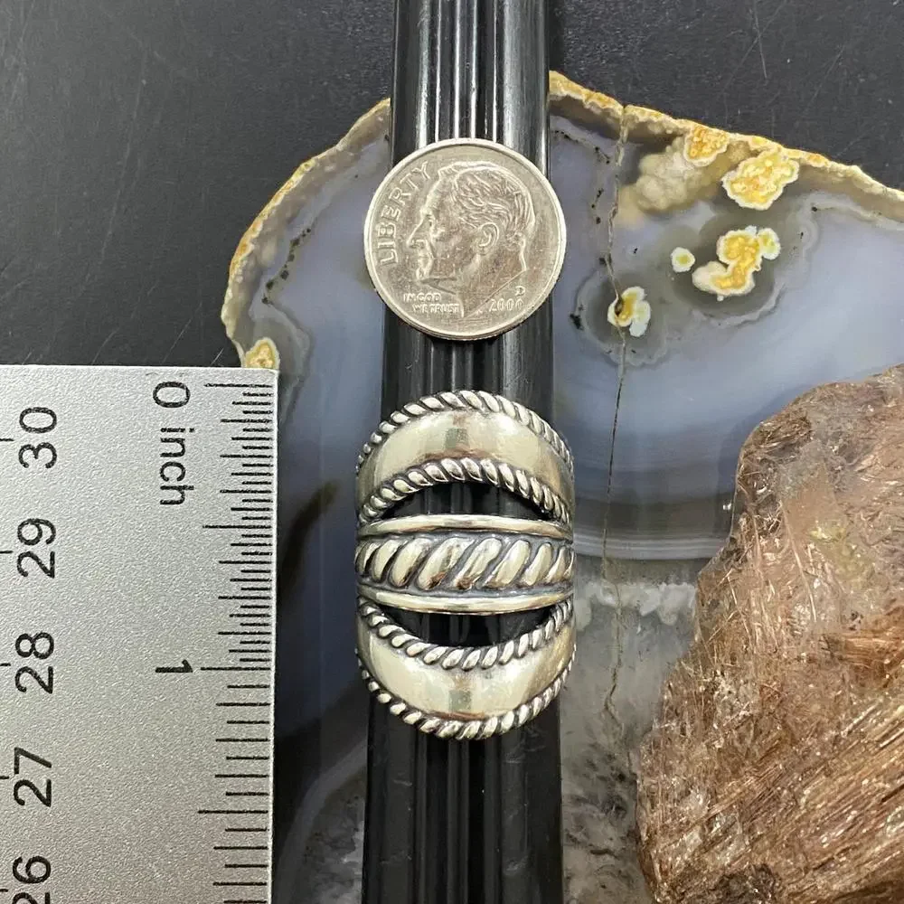Carolyn Pollack Vintage Sterling Silver Decorated Ropes & Bands Ring For Women - Picture 9 of 10